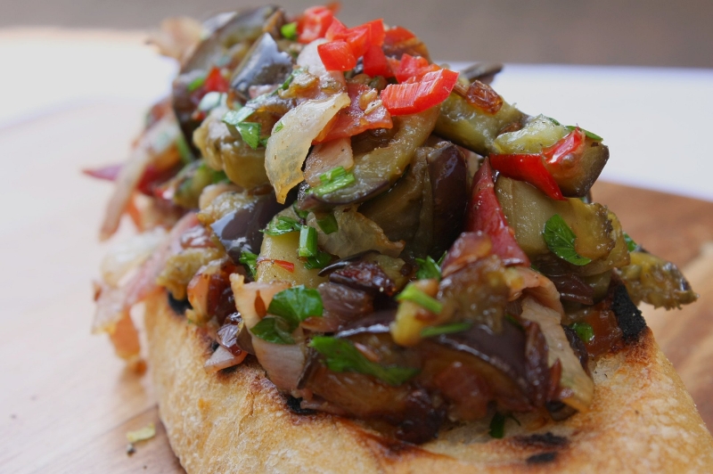 Bruschetta - eggplant closeup resized